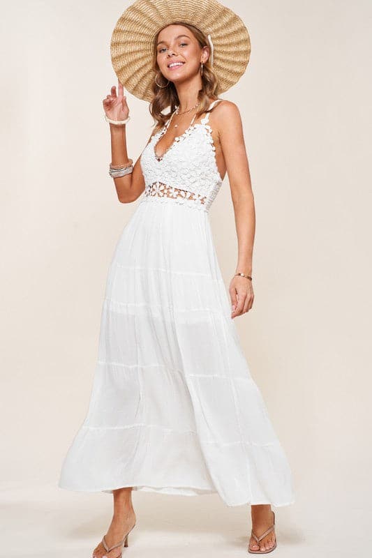 So In Love Crochet Maxi Dress - Mocha or White-Avah Couture