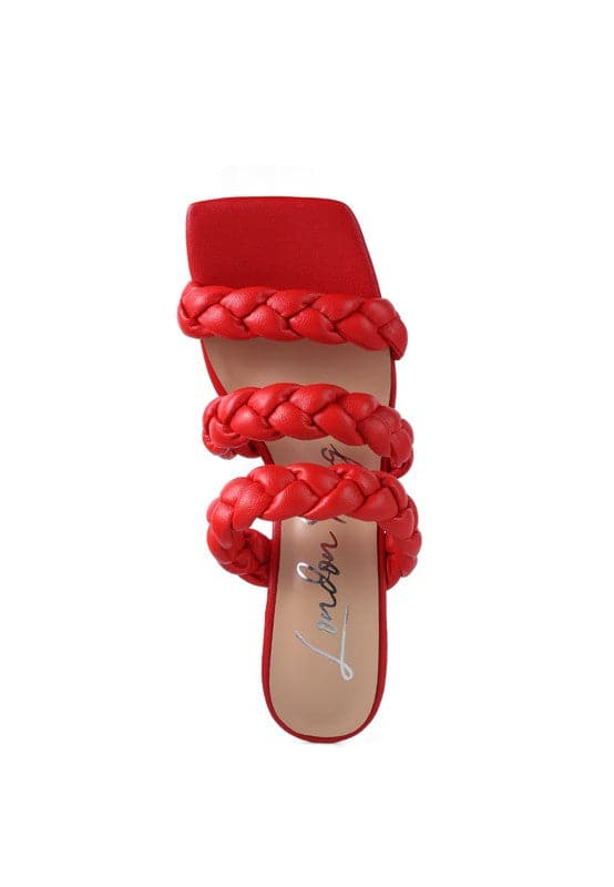 The high bae pointed heel braided sandals are a great choice for your next adventure. These square toed sandals feature 3 rich faux leather braided straps on the mid rise heel, making them comfortable and trendy. With delightful color options to choose from, you can take these beauties anywhere! Avah Couture