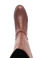Zip Up Knee High Boots Brown-Avah Couture