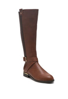 Zip Up Knee High Boots Brown-Avah Couture