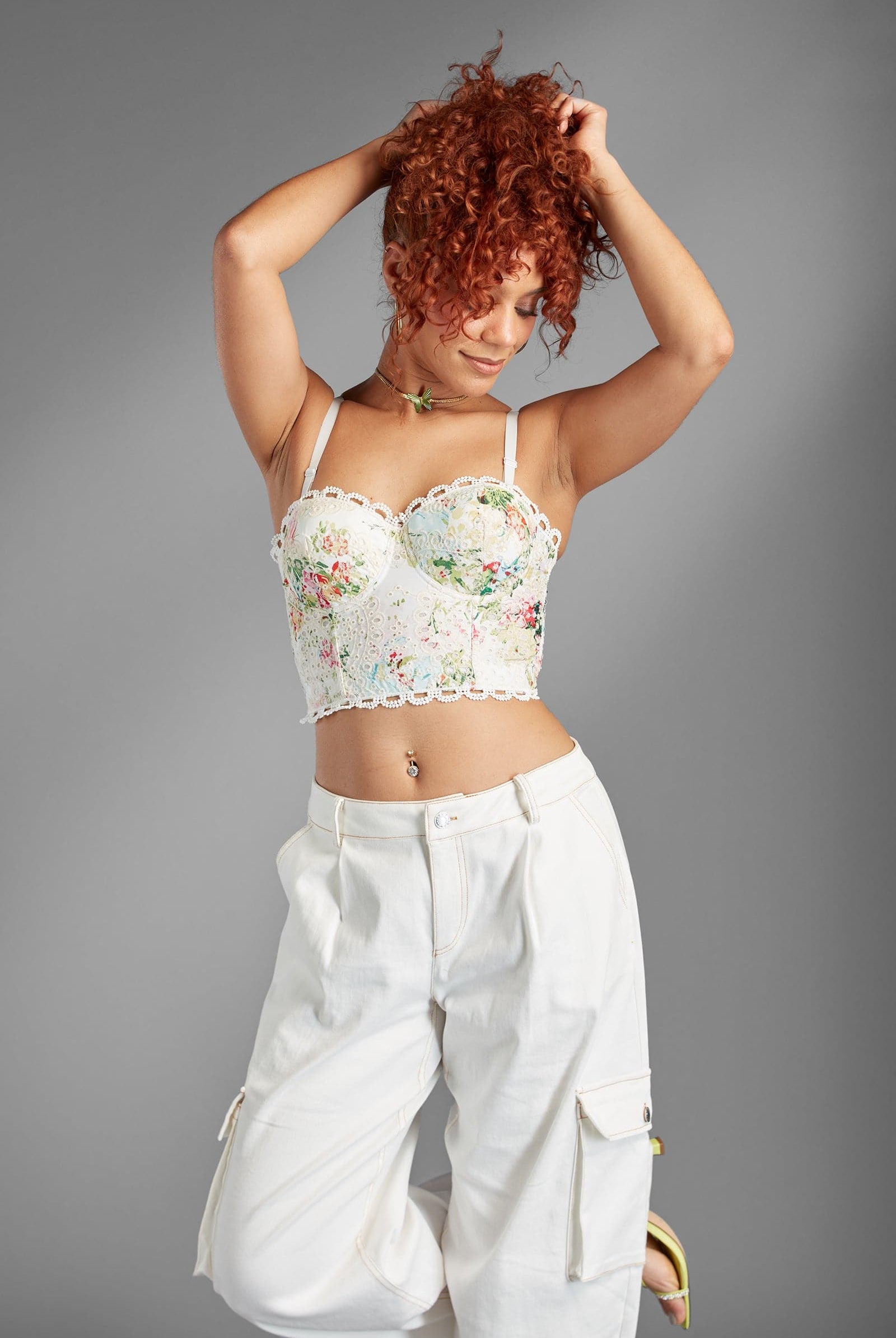 Desiree-Eyelet-Corset-Floral-Tank-Top - White-AVAH