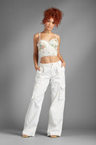 Desiree-Eyelet-Corset-Floral-Tank-Top - White-AVAH
