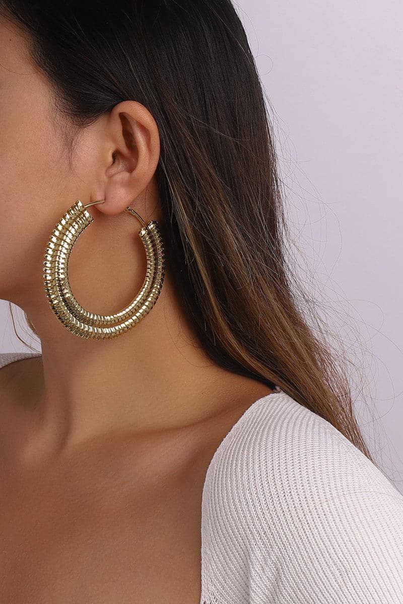 AVAH-Oversized Gold Hoop Statement Earrings