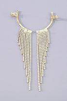 Rhinestone Long Tassel Drop Earrings-Gold-AVAH