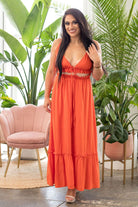 Desert Sun Orange Cut Out Dress-AVAH