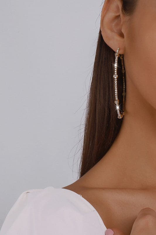 AVAH-Rhinestone Hoop Earrings