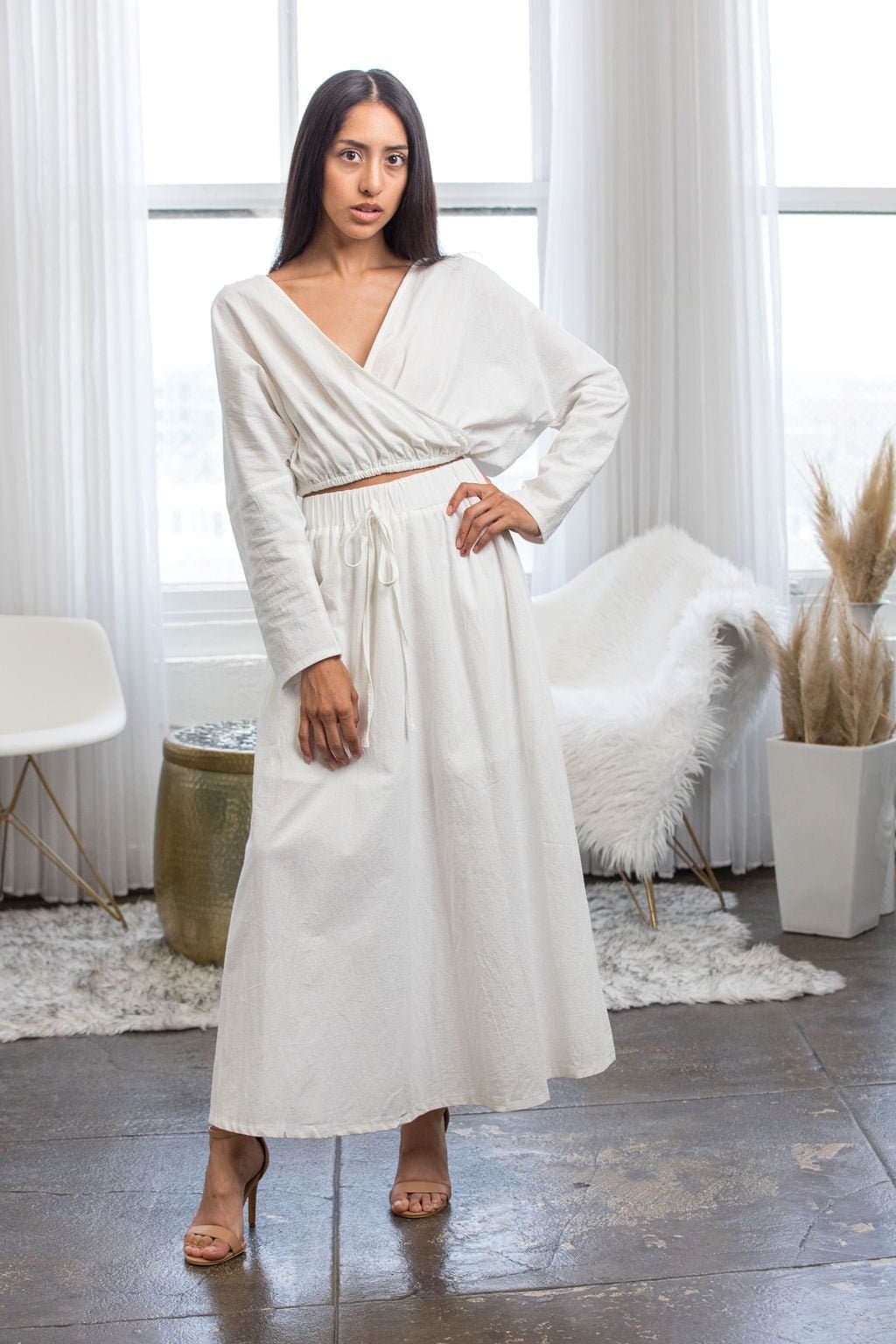 @AlyssaTay Two Piece Maxi Dress - White - Avah Couture