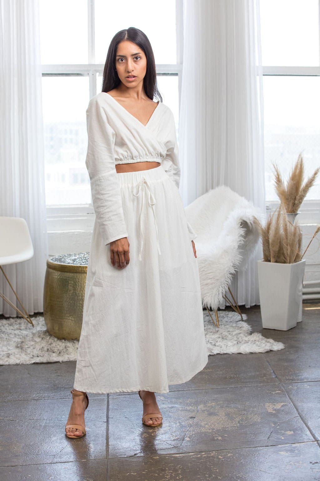 @AlyssaTay Two Piece Maxi Dress - White - Avah Couture