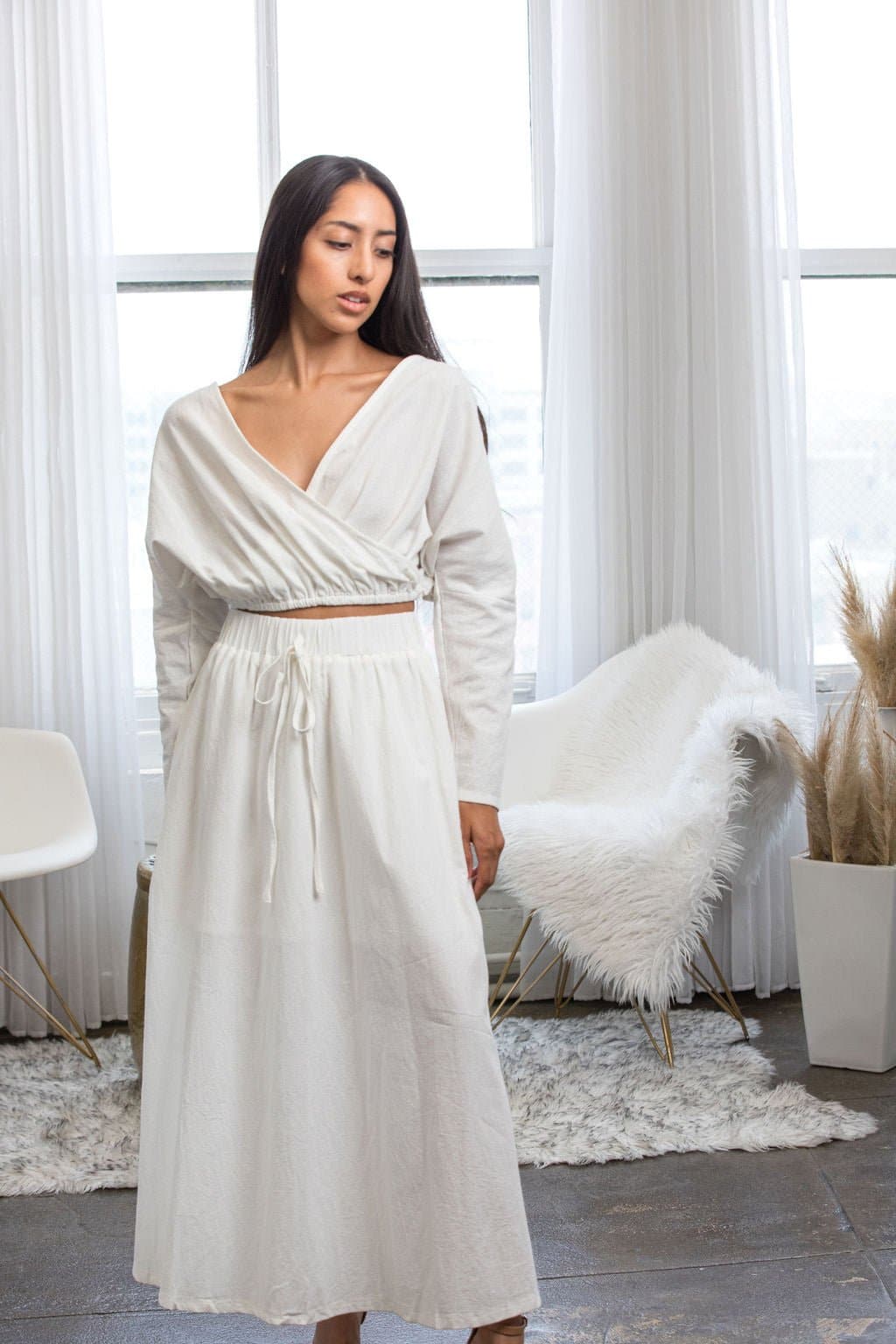@AlyssaTay Two Piece Maxi Dress - White - Avah Couture