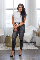 Brooklyn High Rise Frayed Ankle Black Skinny - Avah Couture