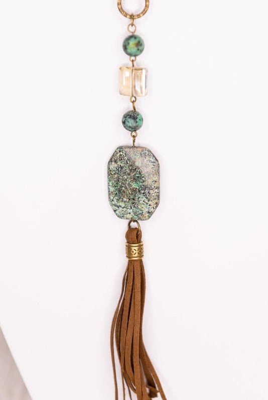 Down To Earth Stone Drop And Tassel Necklace - AVAH