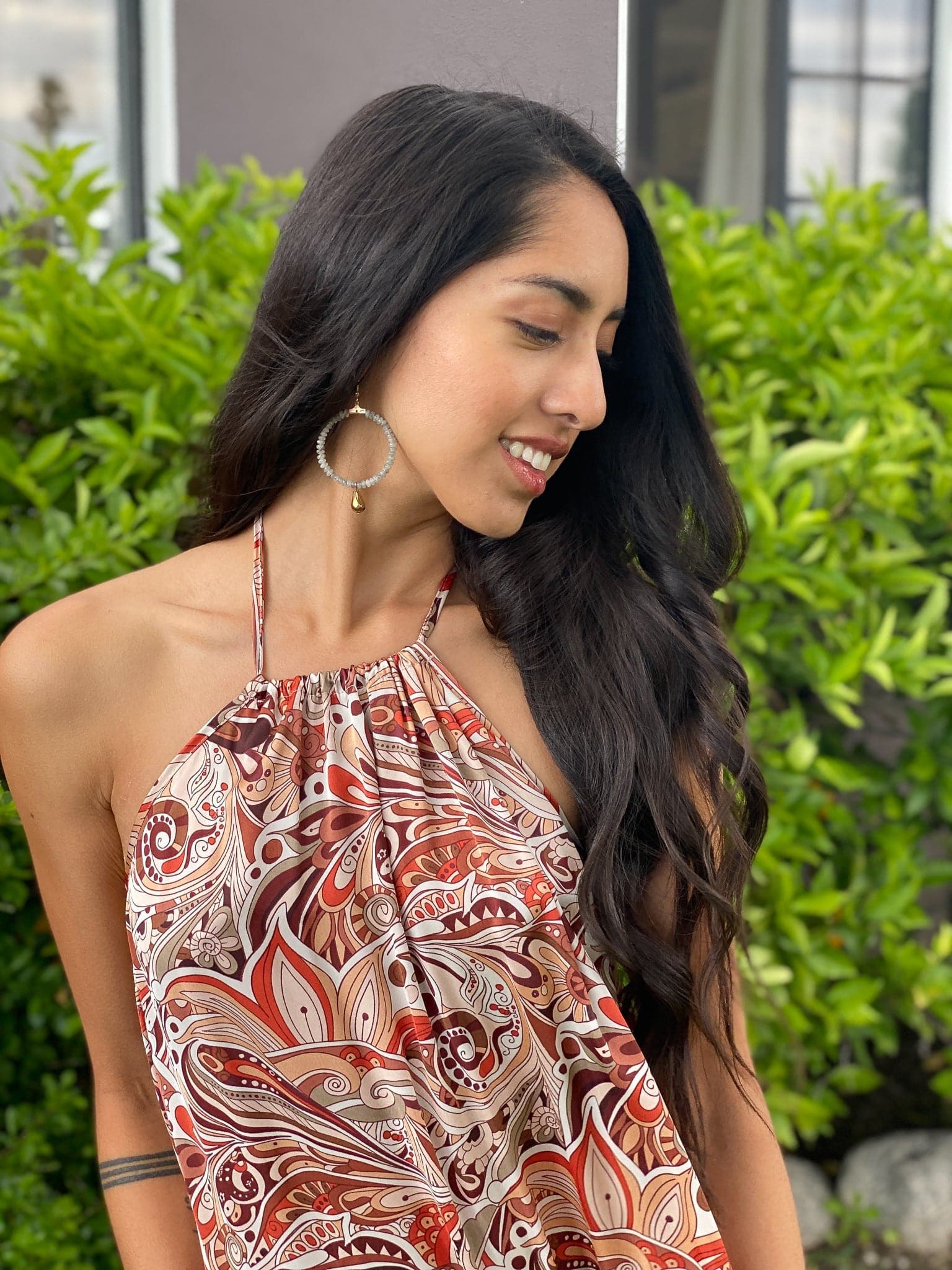 Fishhook beaded hoop earrings - AVAH