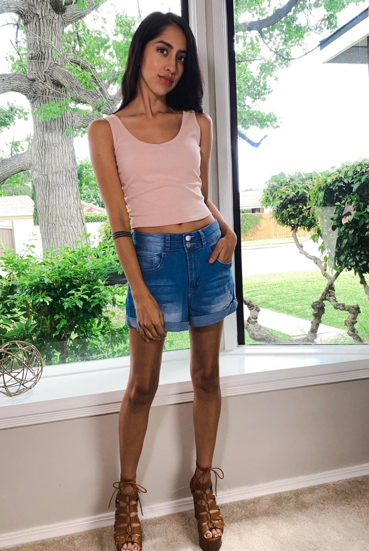 Haley Blue High-Rise Denim Shorts - Avah CoutureHaley Blue High-Rise Denim Shorts - AVAH