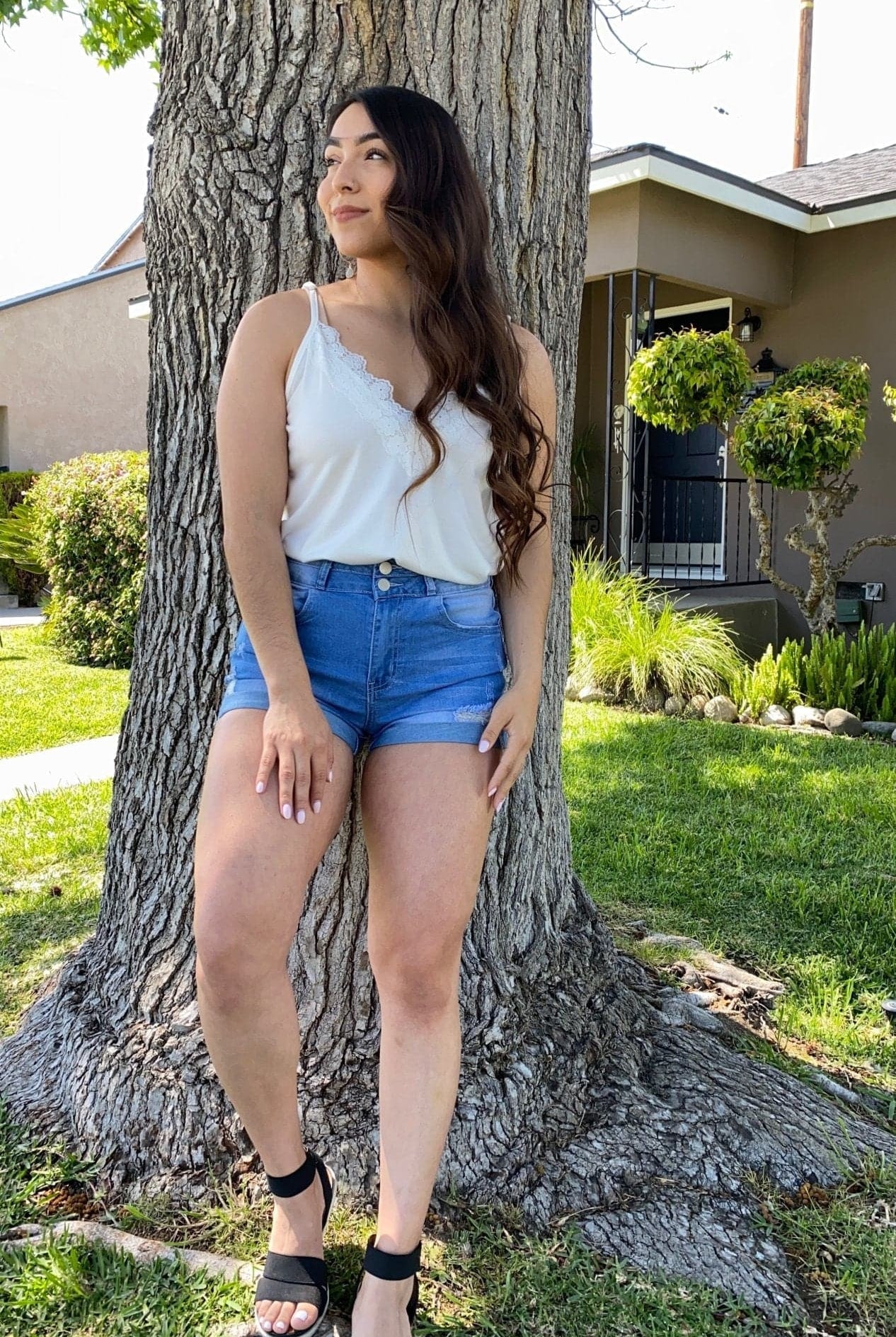 Haley Blue High-Rise Denim Shorts - Avah CoutureHaley Blue High-Rise Denim Shorts - AVAH