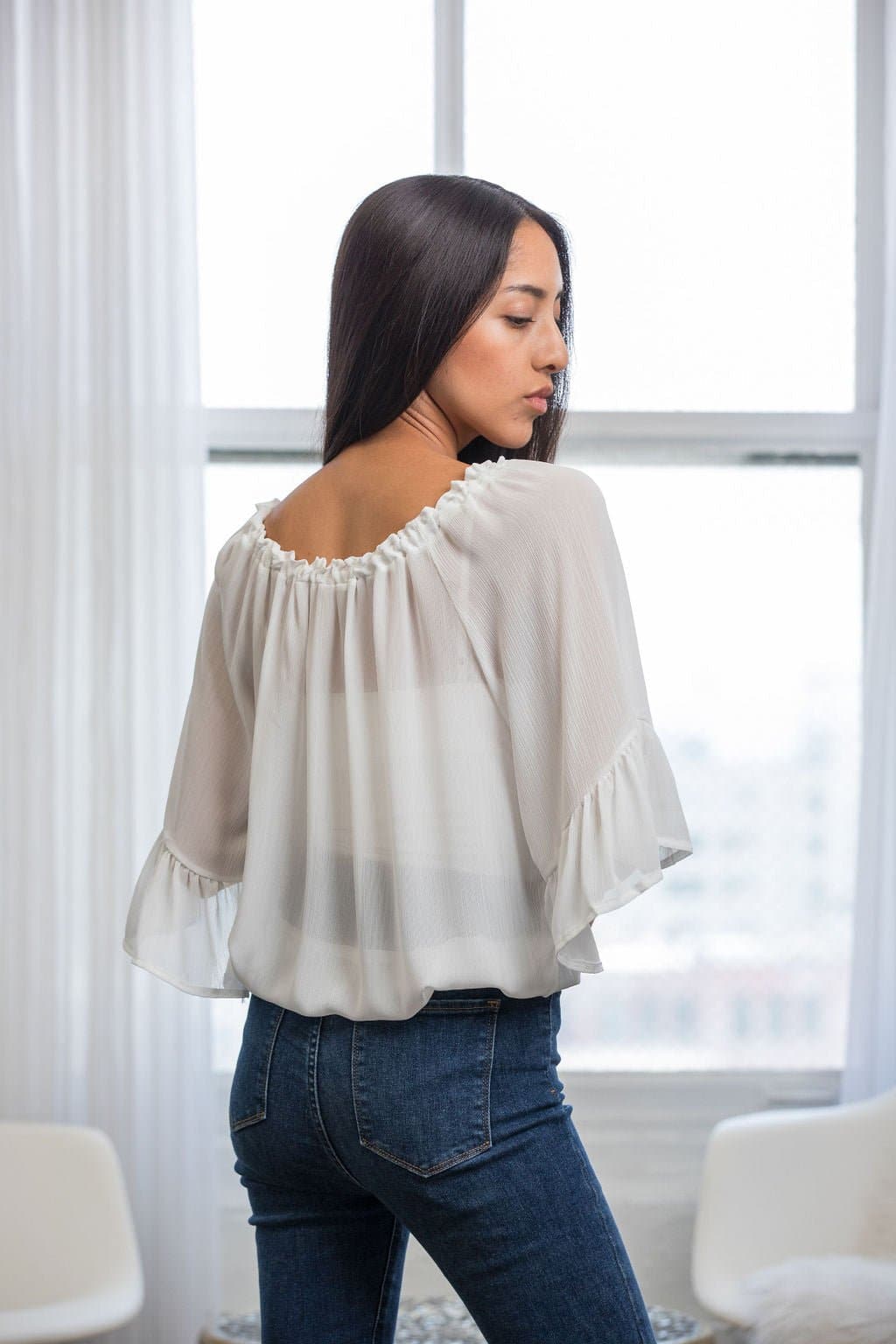 It's A Breeze Off The Shoulder Blouse - White - AVAH