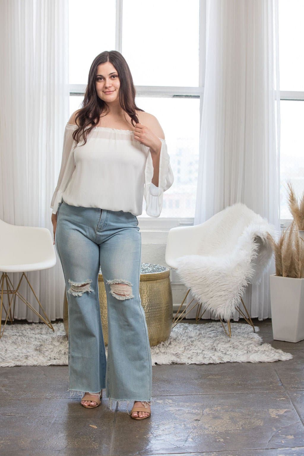 It's A Breeze Off The Shoulder Blouse - White - AVAH