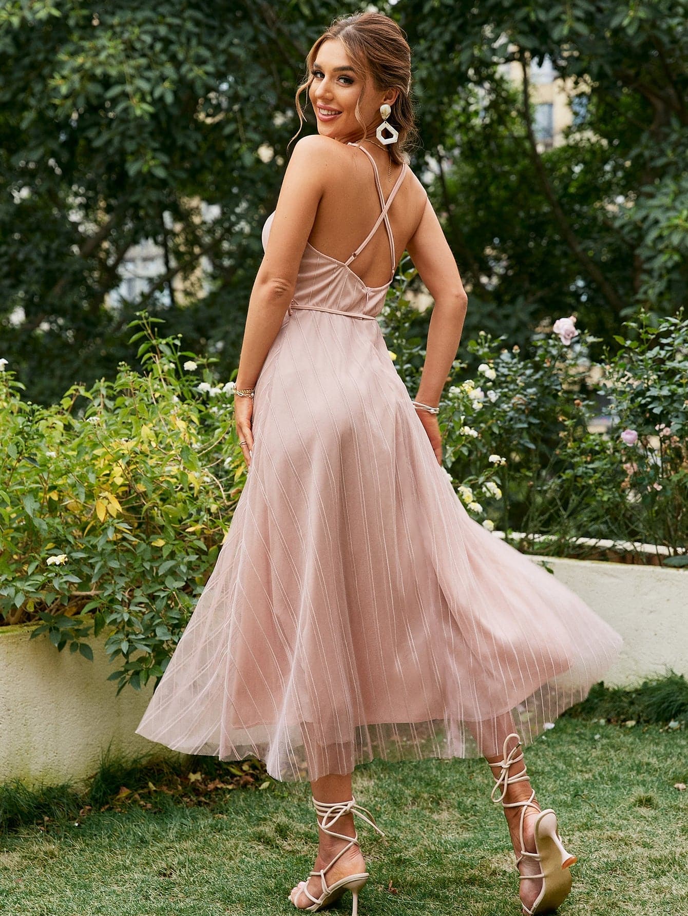 AVAH-Sadie Mauve Tulle Spring Midi Dress
