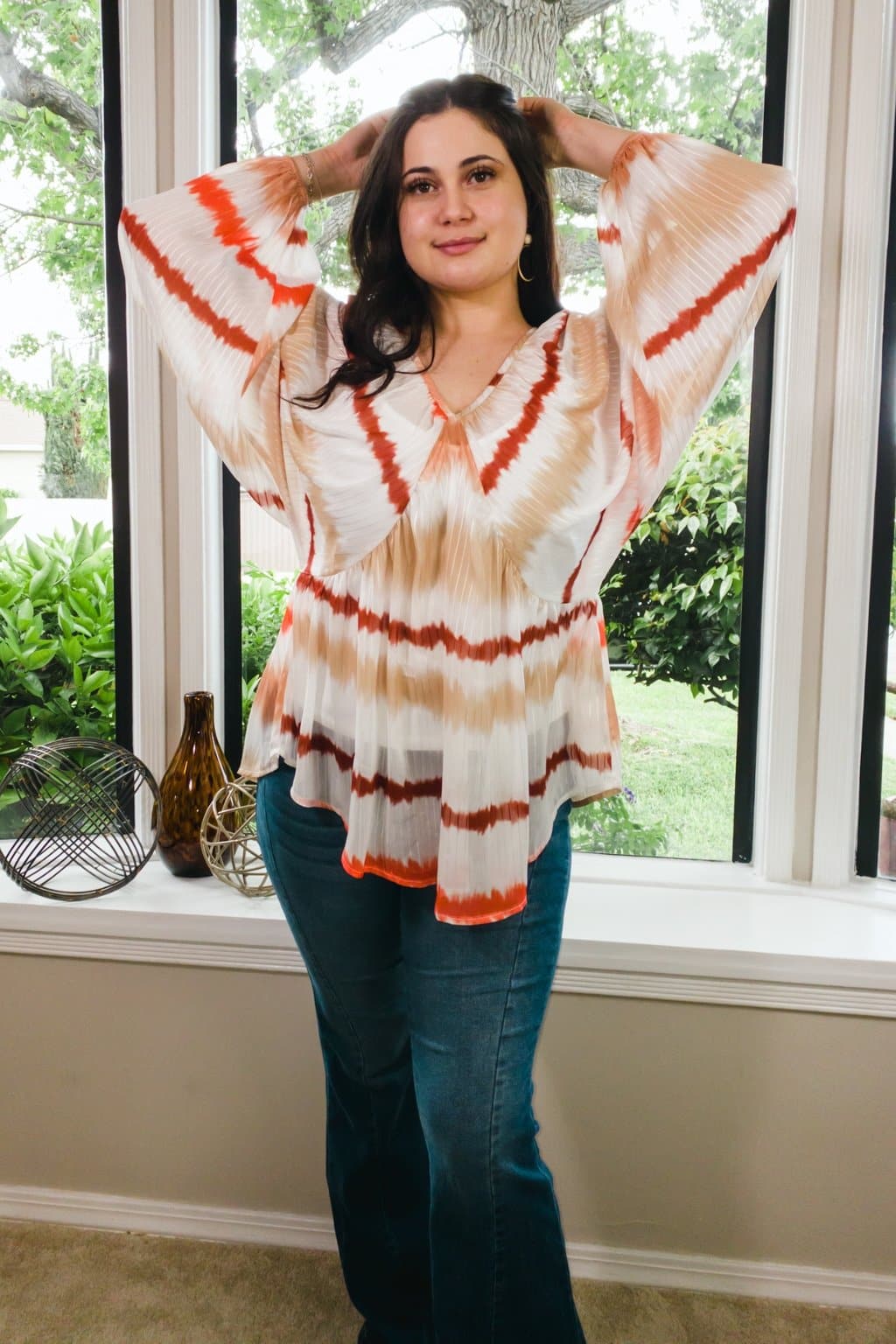 Sedona Babydoll Bubble Sleeve Top - White - AVAH