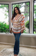 Sedona Babydoll Bubble Sleeve Top - White - AVAH