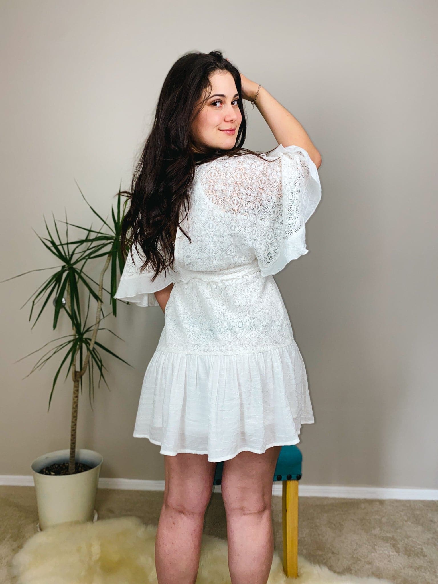 Serena White Lace Crochet Mini Dress - AVAH