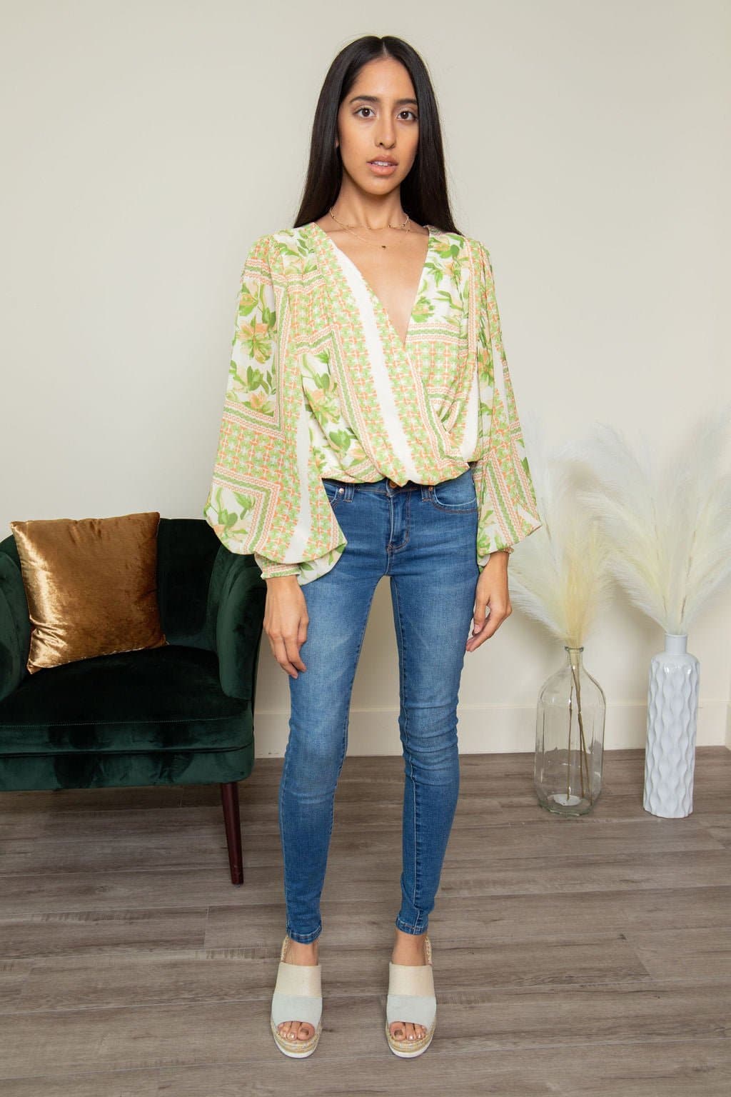 Simply Divine Surplice Woven Bodysuit - AVAH