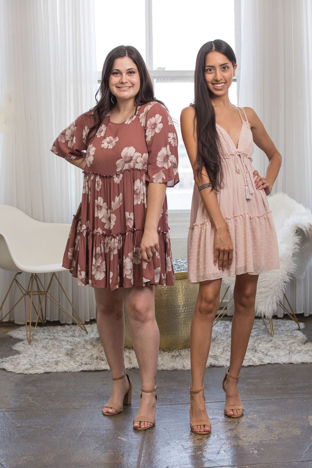 Sofia Dusty Pink Babydoll Dress-AVAH