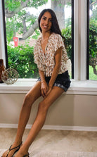 Venice Floral Print Ruffle Butterfly Sleeve Top - AVAH