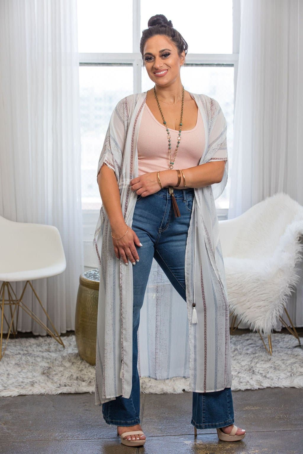 White Sands Woven Kimono - AVAH