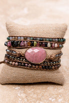 Wrap It Up Rose Quartz Leather Strand Bracelet - AVAH