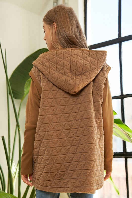 Urban Coziness Long Sleeve Hoodie Jacket-Camel-Avah