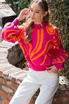 Cozy Up Long Sleeve Mock Neck Sweater - Hot Pink-Avah