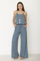 AVAH-Casual Crush Striped Sleeveless Wide Leg Jumpsuit-Teal