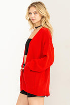 All The Right Reasons Open Front Cardigan Sweater-Red-Avah