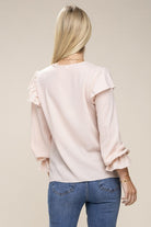 Style The Season V Neck Long Sleeve Blouse  - Pink-AVAH