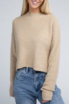 Sophisticated Warmth Mock Neck Pullover Sweater-Khaki-Avah