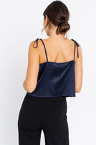 Touch Of Luxe Cowl Neck Cami Top-Navy-Avah Couture