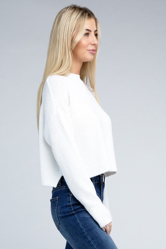 Sophisticated Warmth Mock Neck Pullover Sweater-Ivory-Avah