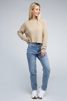 Sophisticated Warmth Mock Neck Pullover Sweater-Khaki-Avah