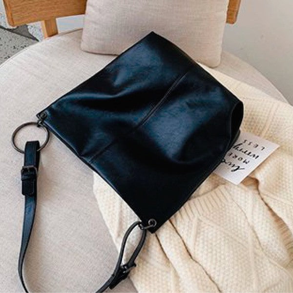 Vegan Luxe Shoulder Bag-Black-Avah