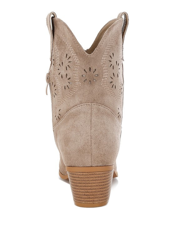 AVAH-Desert Trail Taupe Western Ankle Boots