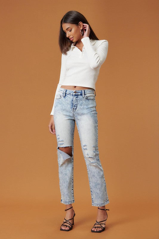 Dakota High-Rise Straight-Leg Ankle Jeans- AVAH