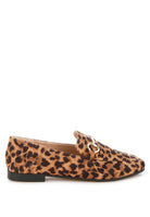 Side profile of leopard print loafer with horsebit accent-AVAH