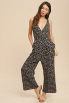 AVAH-Bloom Beauty Sleeveless Floral Jumpsuit-Black