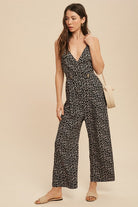 AVAH-Bloom Beauty Sleeveless Floral Jumpsuit-Black