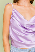 Touch Of Luxe Cowl Neck Cami Top-Lavender-Avah Couture