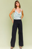 Touch Of Luxe Cowl Neck Cami Top-Sage Green-Avah Couture