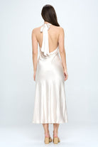 AVAH-Lustrous Elegance Satin Maxi Dress-Champagne 