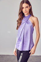 AVAH-Essential Chic Sleeveless Cross Front Top-Lavender