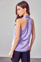 AVAH-Essential Chic Sleeveless Cross Front Top-Lavender