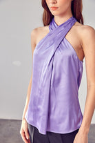 AVAH-Essential Chic Sleeveless Cross Front Top-Lavender